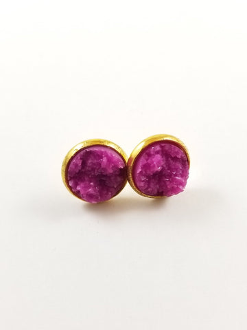 Pink Druzy Earrings