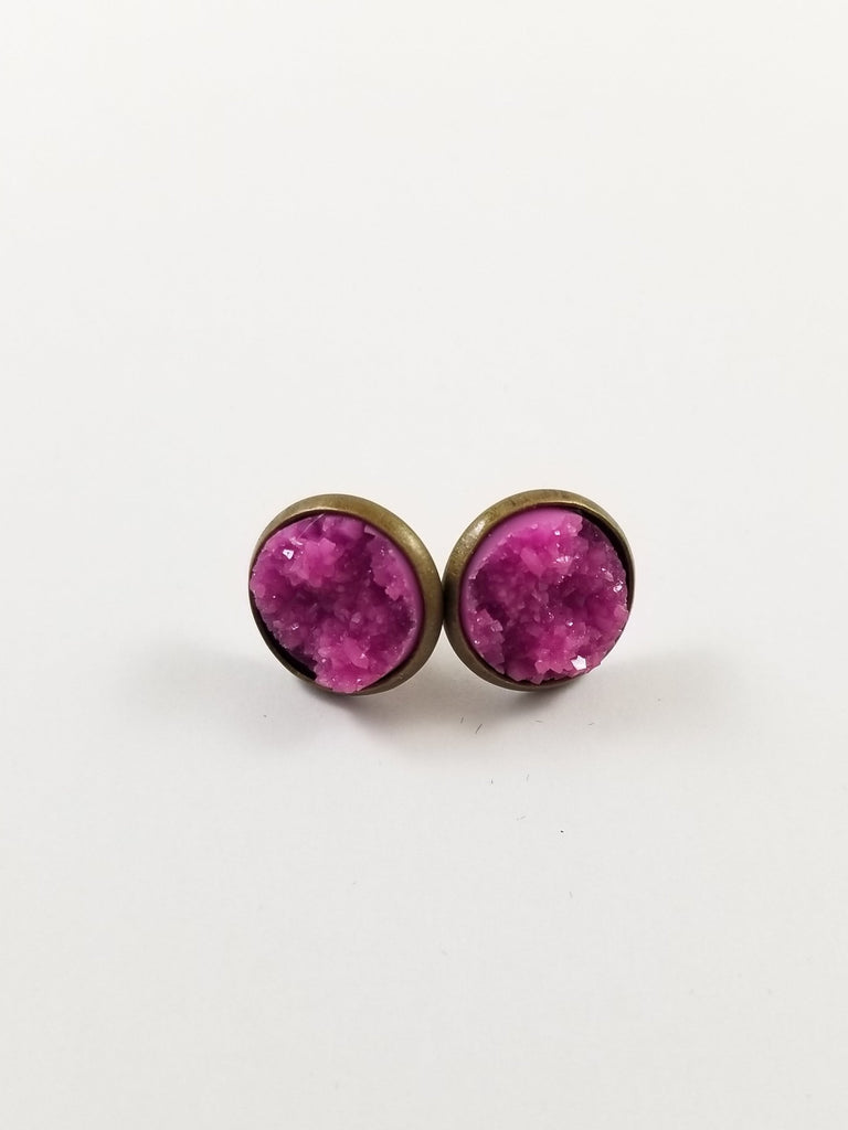 Purple/Pink Druzy earrings