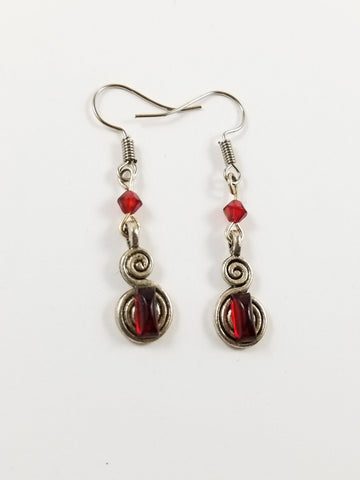 Red Spiral earrings