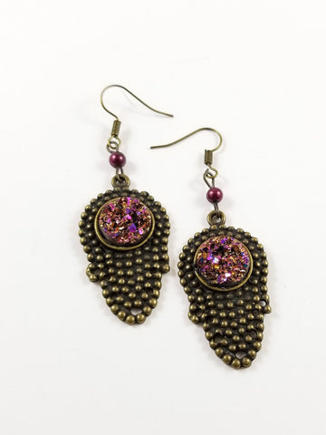 Purple/Pink Druzy earrings