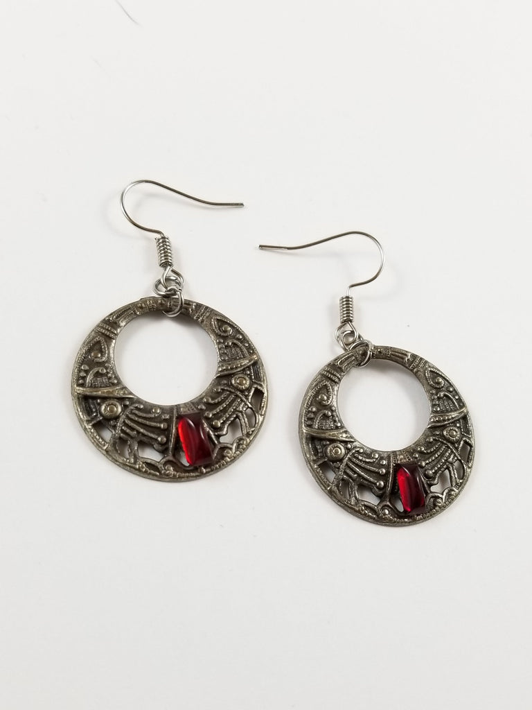 Red Art Deco earrings