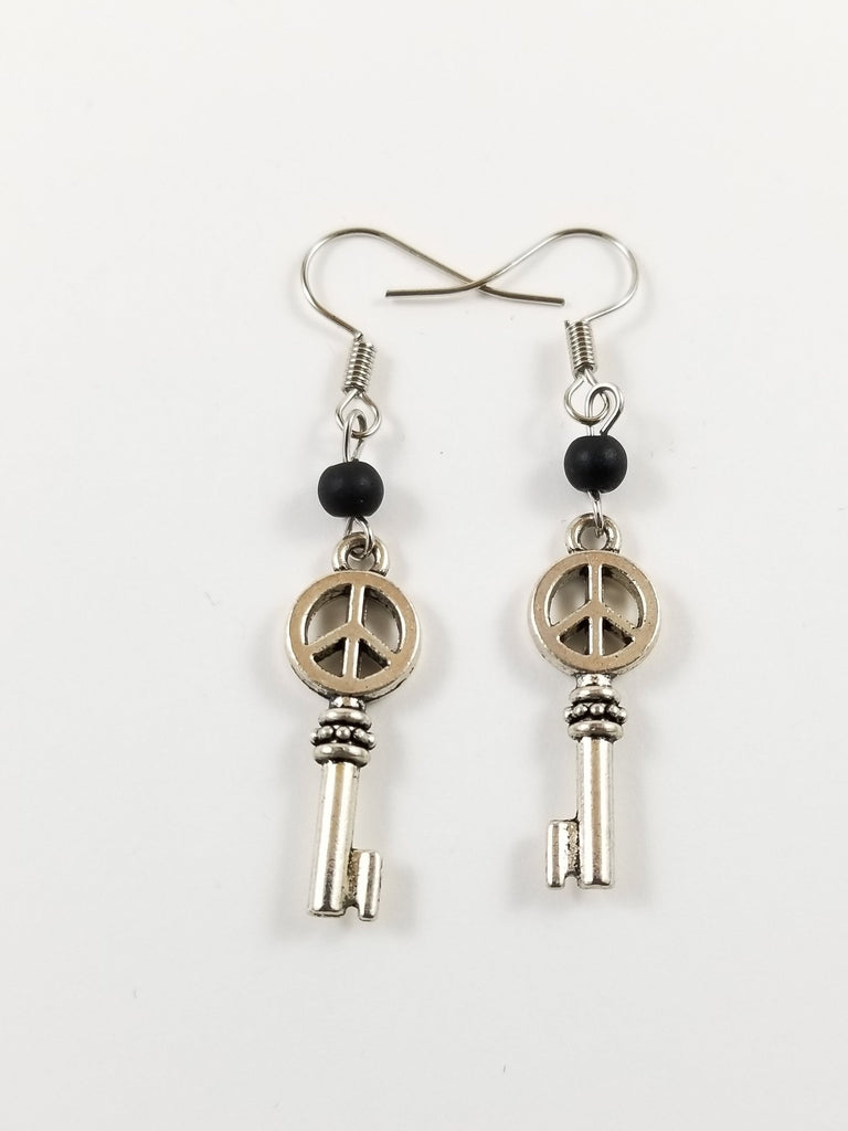 Peace key earrings