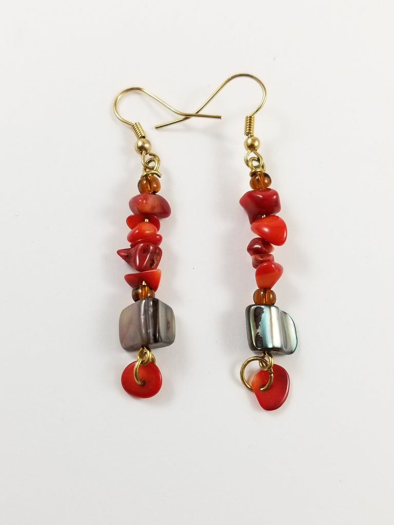Red Seashell earrings