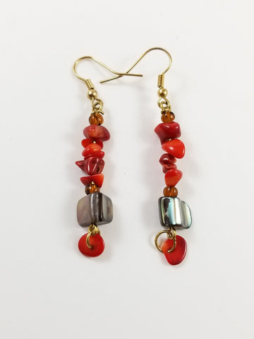 Red Seashell earrings