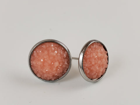 Pink druzy earrings