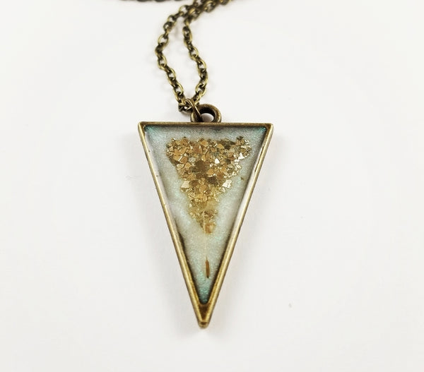 Bronze dandelion seed pendant